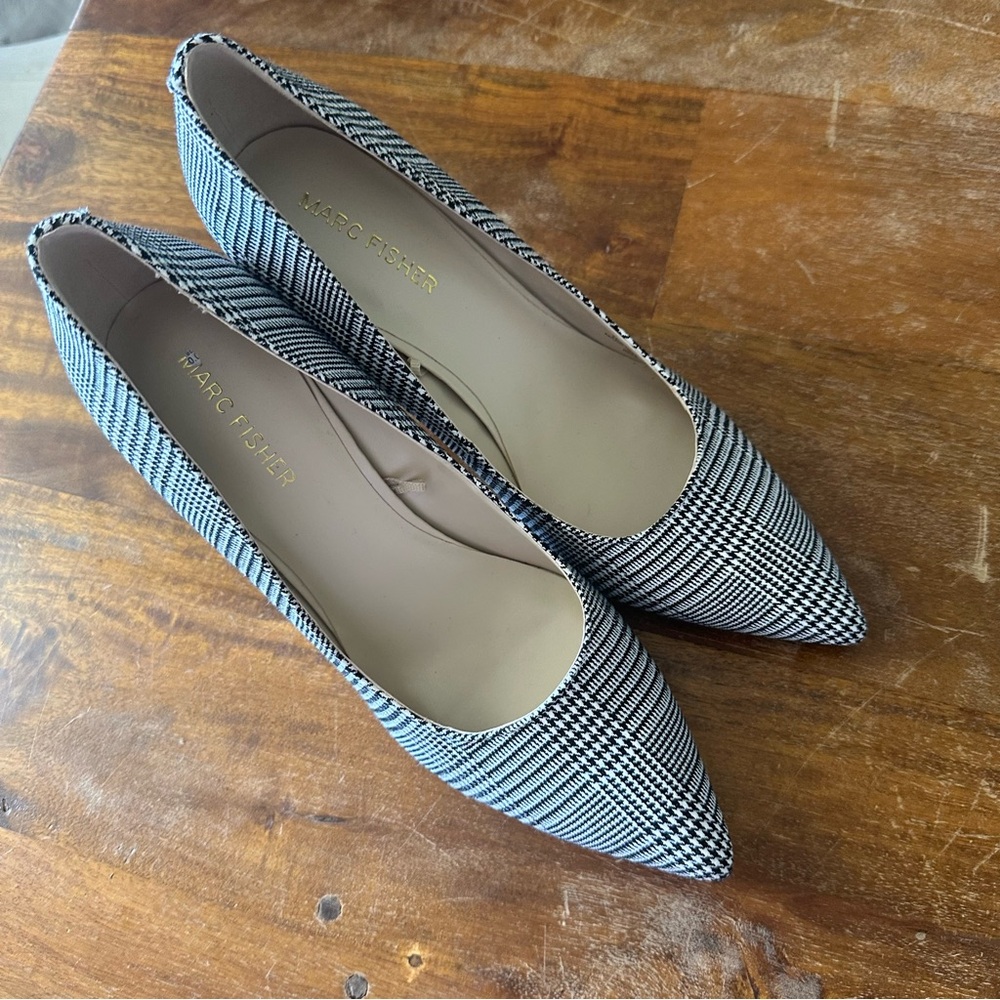Marc Fisher Darren black white houndstooth pump heel size 7.5 - Picture 2 of 11
